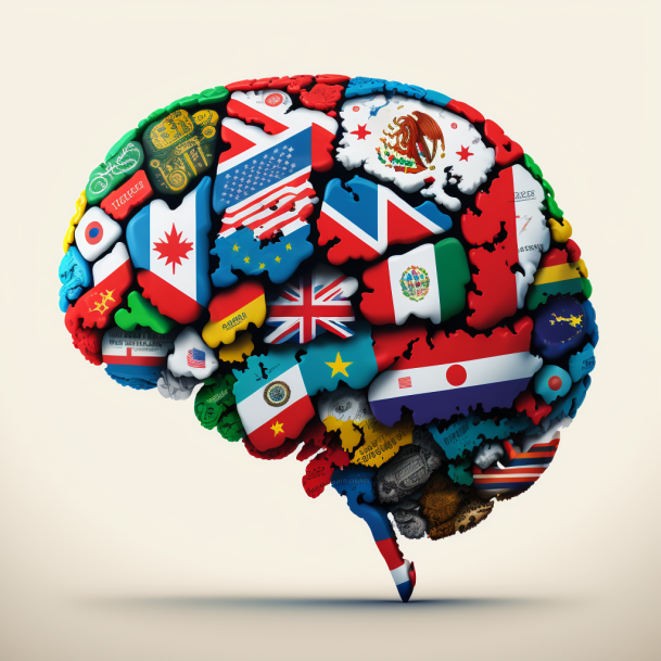 brain with world flags